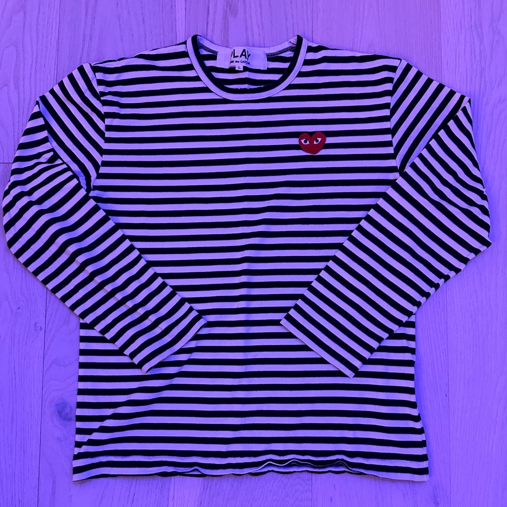 CDG Large long sleeve (black and white stripes)